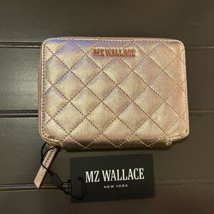 MZ Wallace Rose Gold Quilted Passport Organizer
